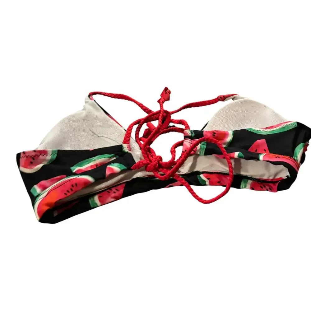 Watermelon Black String Bikini Top Size XS